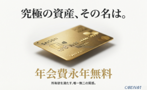 セゾンゴールドプレミアムの券面画像と「究極の資産」というキャッチコピーのスライド